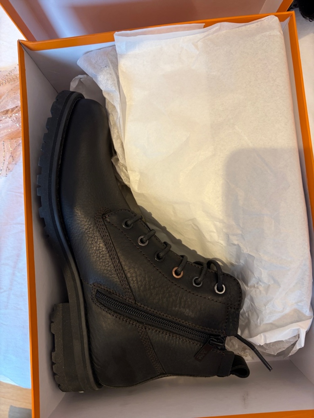 BOSS Black Leather Lace-Up Combat Boots Size 42 - Picture 3 of 4